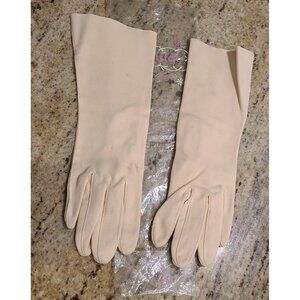 Vintage Womens Size M 7 Beige Cotton Formal 11" Long Gloves Whisperweight
